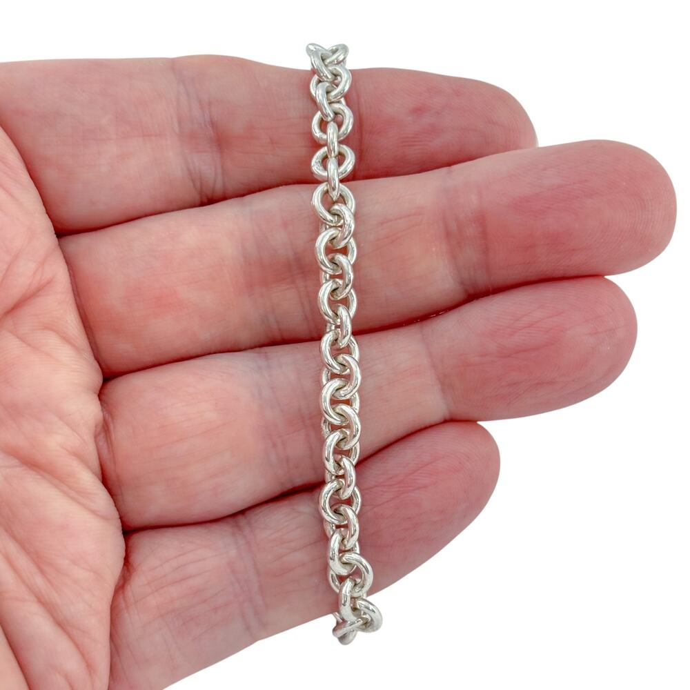 Vintage Sterling Silver 925 Heavy 15.3 gram Round Link Bracelet 7"